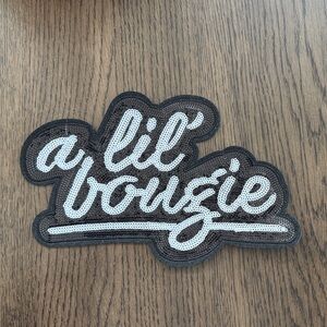 Large Sized “a lil bougie” and Black and White Sequin Patch